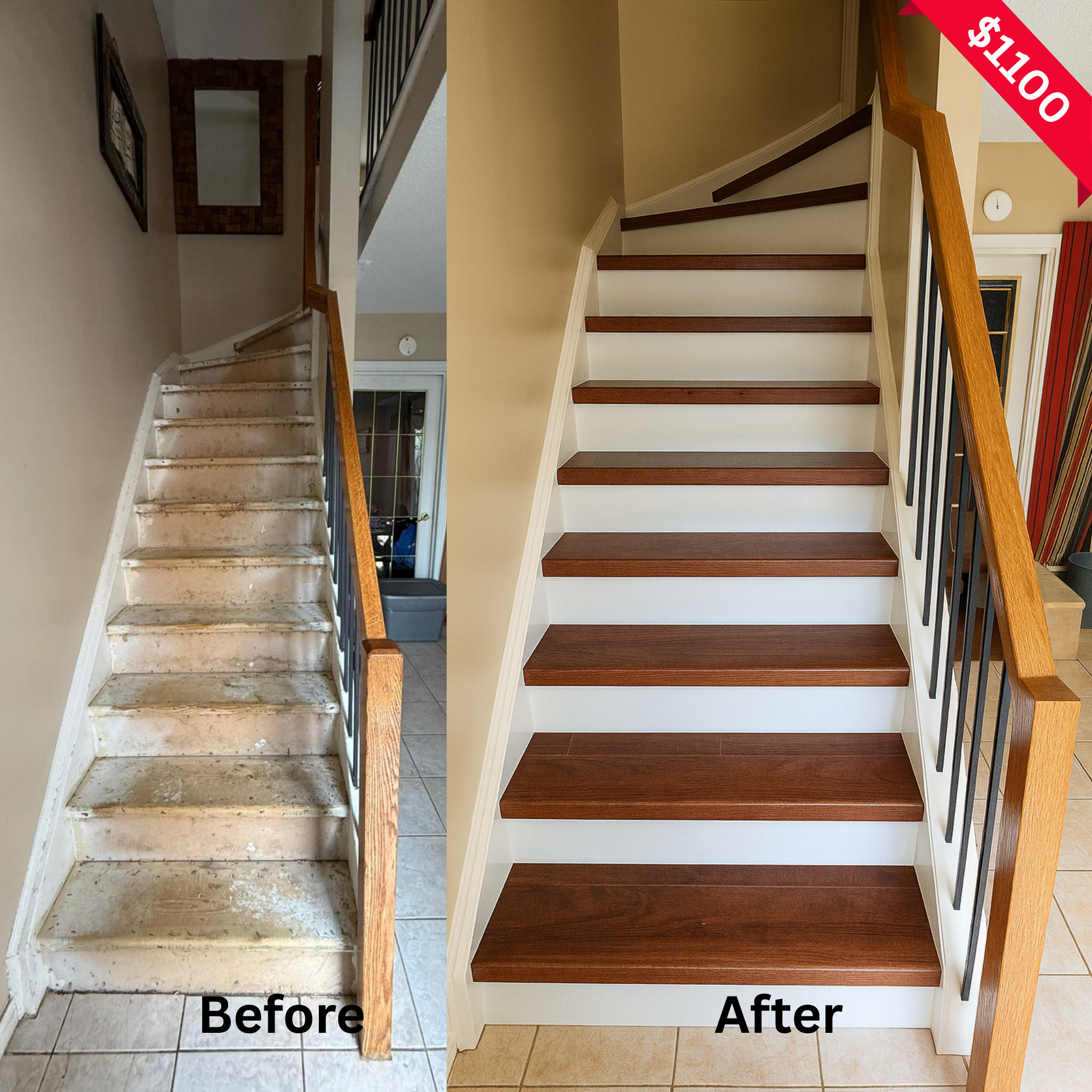 Ajax stairs collage before and after