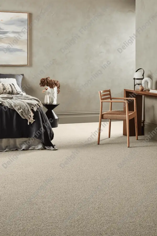 Neutral wall-to-wall carpet with a tight flat finish