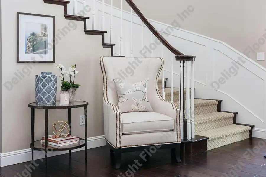 Stair runner in a neutral color, adding warmth to the space.
