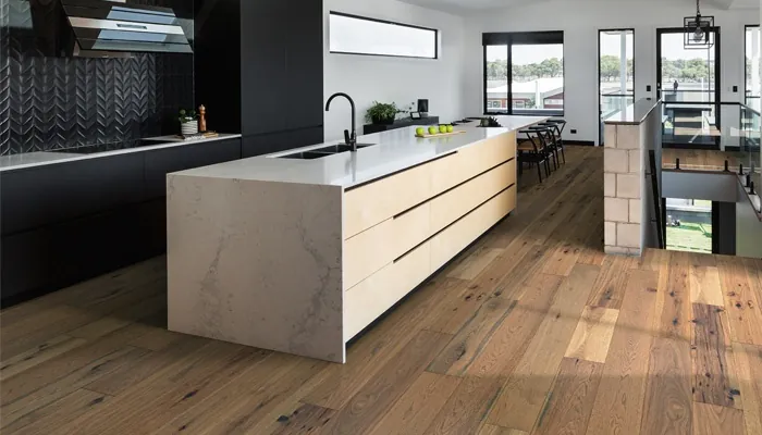 A close-up view of the hardwood flooring.