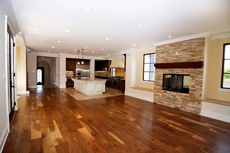 A beautiful hardwood floor in a home.
