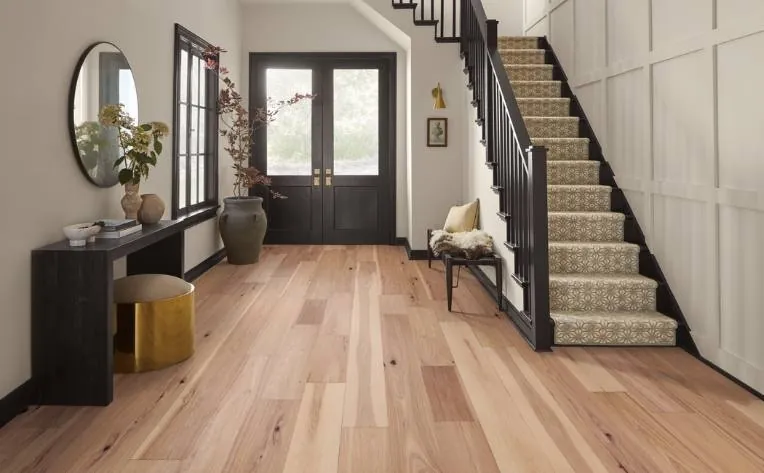 Laminate flooring shows a consistent pattern across the installed area.